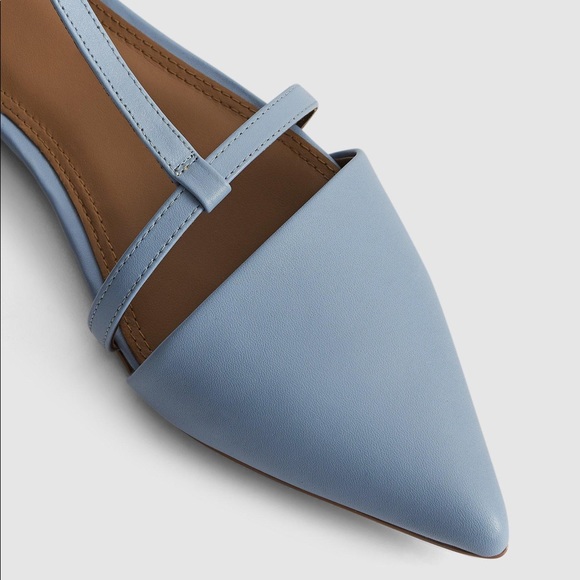 NWT Reiss Olivia Blue Leather T-Bar Flats - Picture 3 of 4